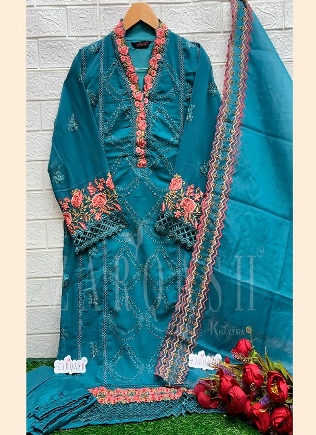 Z 214 Zarqash Embroidery Georgette Pakistani Suits Exporters In India